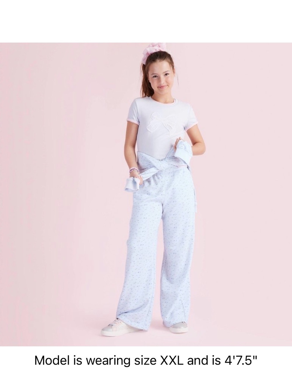 NWT LoveShackFancy x Target Pale Blue Floral Esme Wide Leg Sweatpants Size M